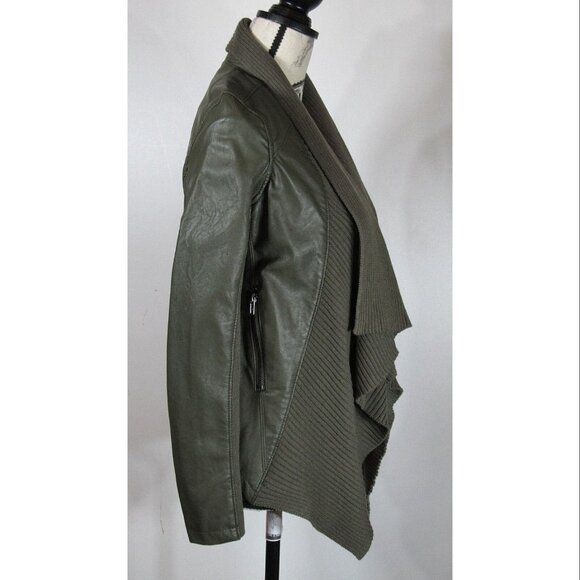 BLANKNYC All or nothing Faux Leather Jacket, Green, Womens Size X-Small - Picture 3 of 6